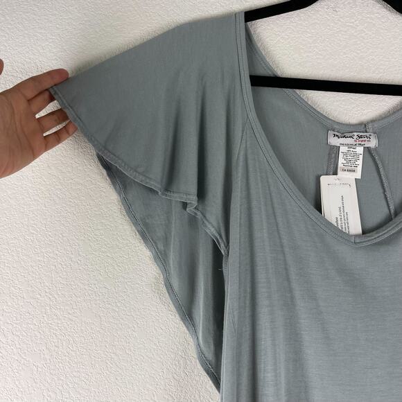 Michael Stars Jersey Sequin Top Womens One Size Gray Flutter Sleeve V Neck NWT - Picture 4 of 12